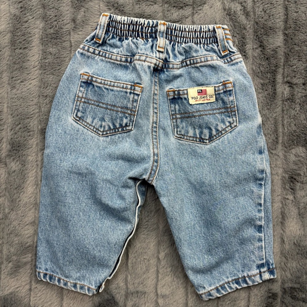 Polo Jeans Co Ralph Lauren Baby Light Wash Denim Pants 6-12M Snap Leg Vintage - Picture 7 of 8